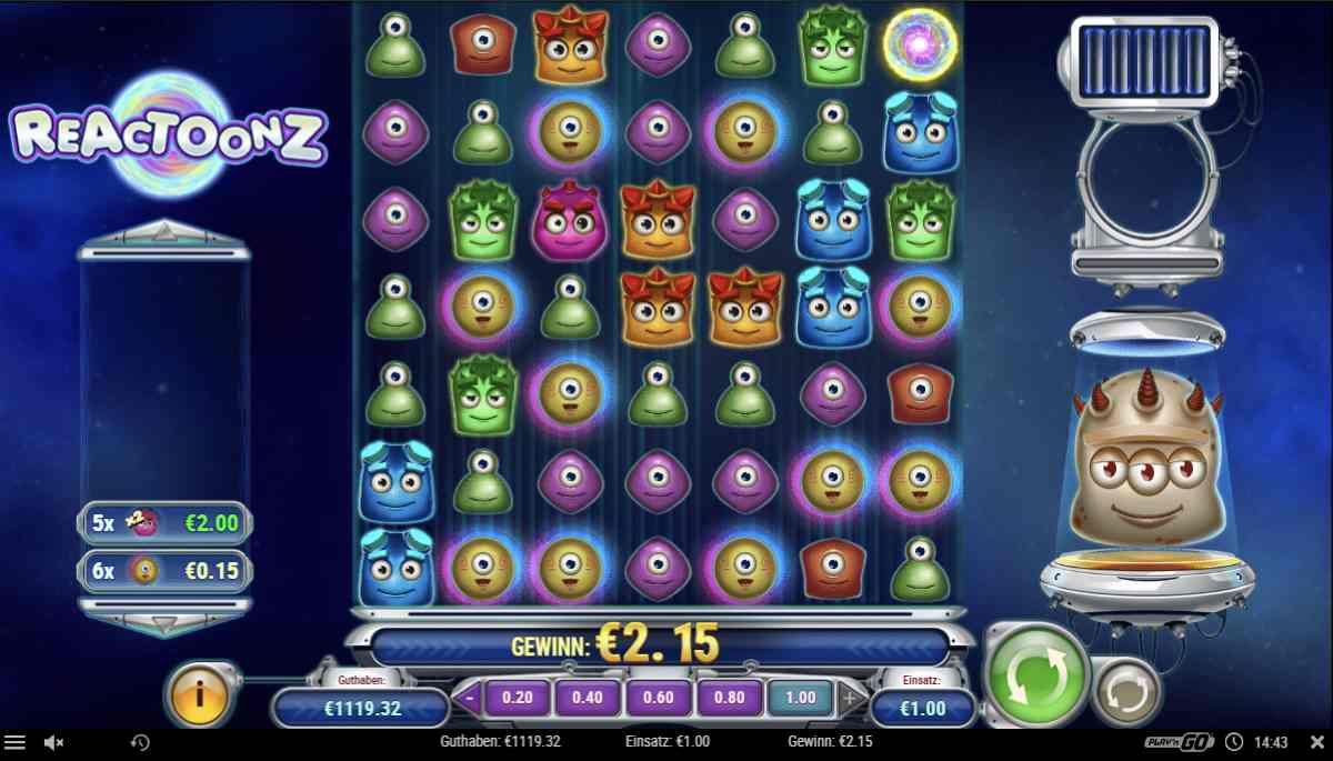Reactoonz-Gewinn