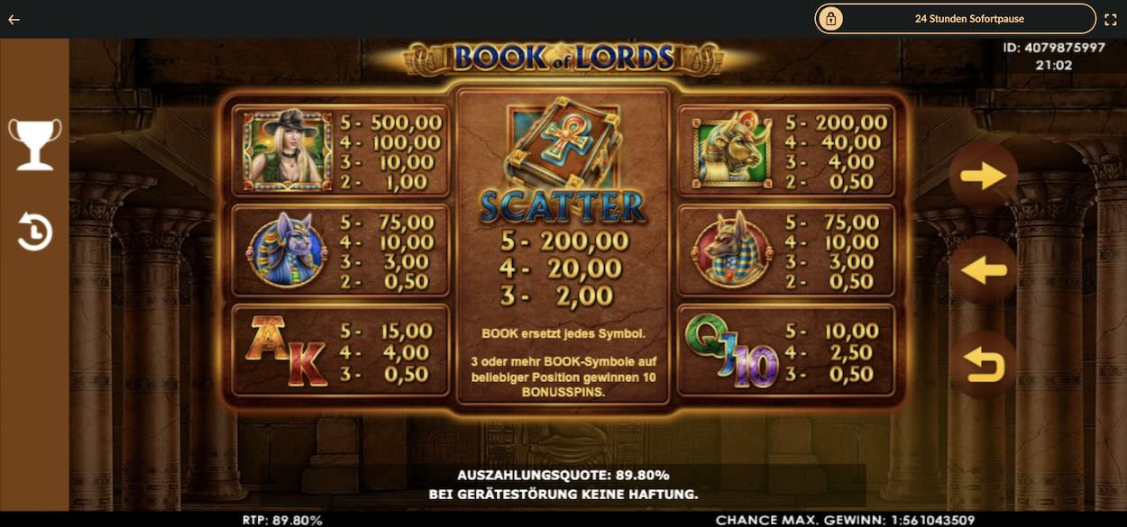 book-of-lords-spielautomat-gewinntabelle