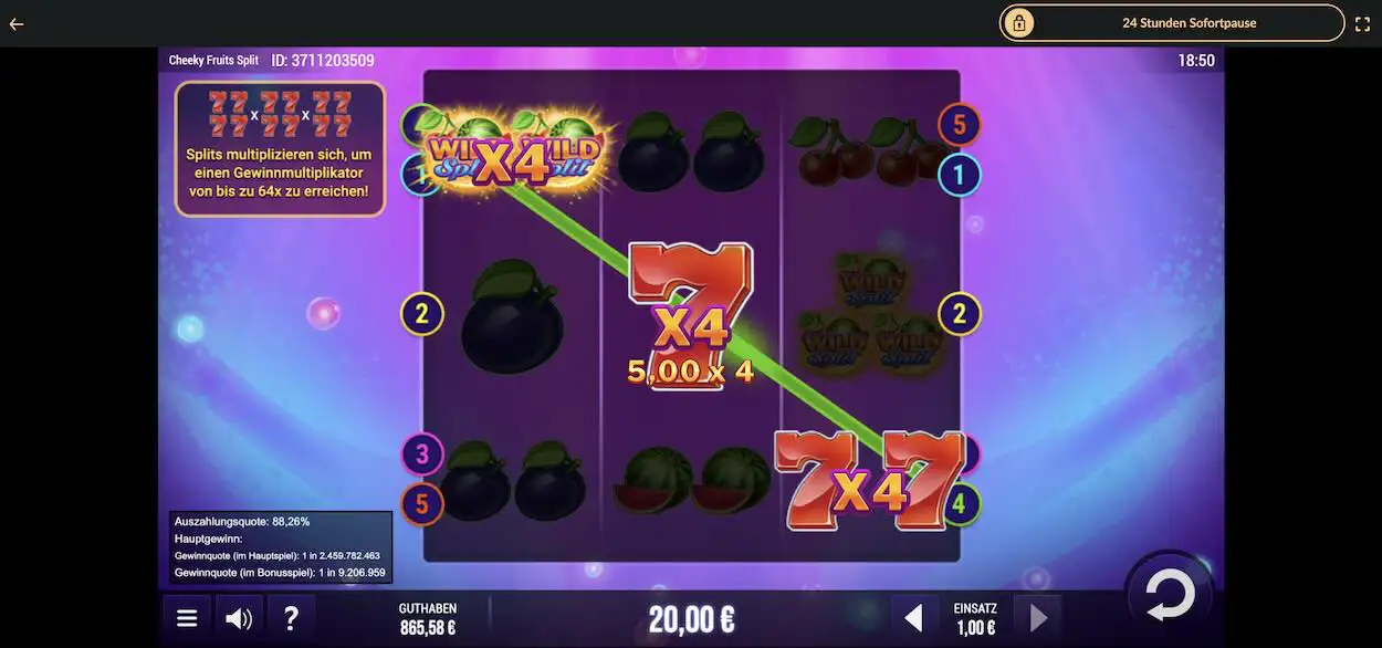 cheeky-fruits-split-gewinn