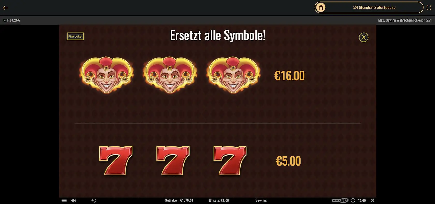 fire-joker-gewinntabelle