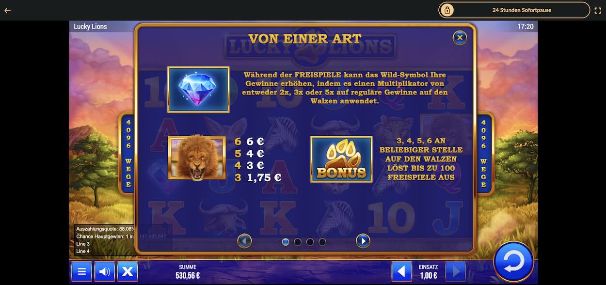 lucky-lions-wild-life-spielautomat-gewinntabelle